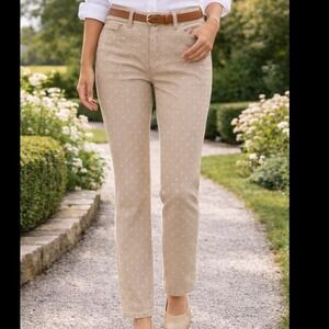 Ann Taylor‎ Modern Skinny Jeans Tan Mid Rise Casual Floral Print Size 2